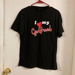 SHEIN unisex black “I love my girlfriend ” graphic t-shirt sZ med